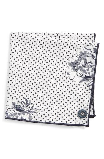 Men's Armstrong & Wilson Dan Floral Cotton Pocket Square, Size - White