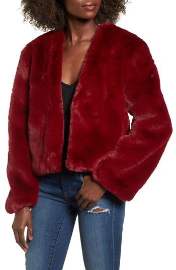 Women's Somedays Lovin Lonely Hearts Faux Fur Jacket - Red