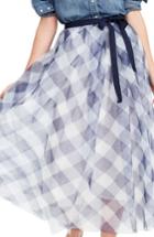 Women's J.crew Gingham Tulle Skirt - Blue