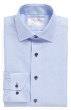 Men's Lorenzo Uomo Trim Fit Geometric Dress Shirt .5 34/35 - Blue