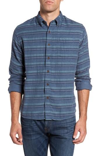 Men's Grayers Harcourt Modern Fit Double Cloth Striped Sport Shirt, Size - Blue