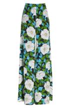 Women's Diane Von Furstenberg Floral Silk Palazzo Pants - Green