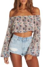 Women's Billabong My Day Print Off The Shoulder Crop Top - Ivory