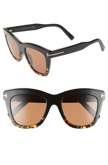 Women's Tom Ford Julie 52mm Sunglasses - Black/ Dark Havana/ Brown