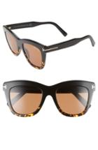 Women's Tom Ford Julie 52mm Sunglasses - Black/ Dark Havana/ Brown