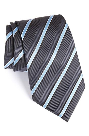 Men's Ermenegildo Zegna Stripe Silk Tie, Size X-long - Grey