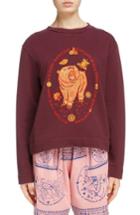 Women's Acne Studios Oslavi Embroidered Bear Sweatshirt - Burgundy
