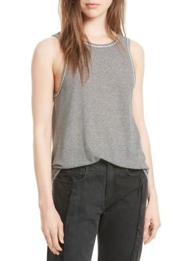 Women's Rag & Bone/jean Ryder Stripe Linen Blend Tank - White