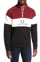 Men's Fred Perry Colorblock Quarter Zip Pullover - Burgundy