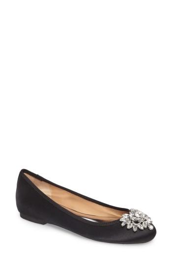 Women's Badgley Mischka Bianca Embellished Ballet Flat M - Black