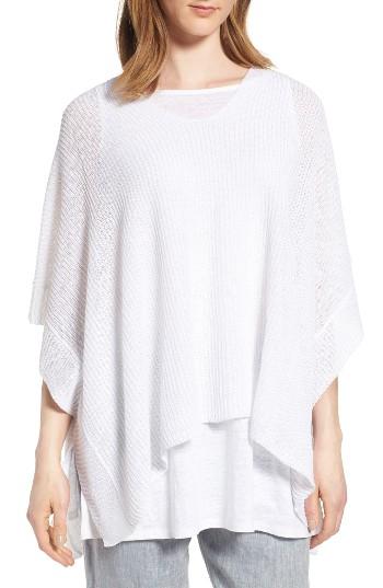 Women's Eileen Fisher Organic Linen Knit Poncho, Size - White