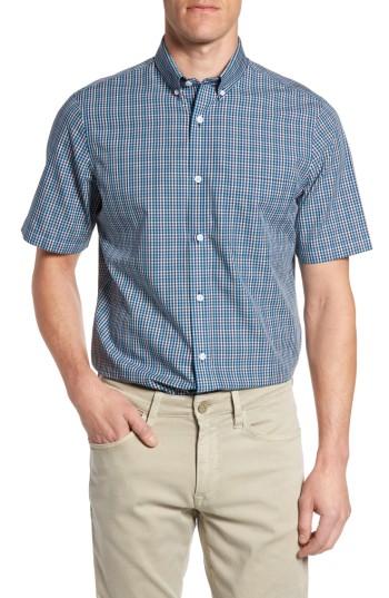 Men's Nordstrom Men's Shop Smartcare(tm) Regular Fit Check Sport Shirt - Blue