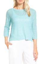 Women's Eileen Fisher Boxy Organic Linen Top - Blue/green