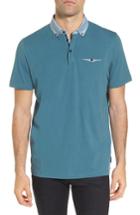 Men's Ted Baker London Movey Trim Fit Woven Geo Polo (s) - Blue