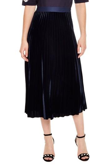 Women's Sandro Pleat Velvet Midi Skirt