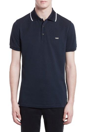 Men's Burberry Adley Tipped Collar Polo - Blue