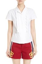 Women's Red Valentino Ruffle Poplin Camp Shirt