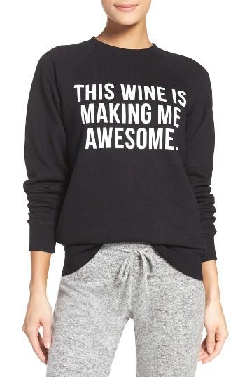 Women's Brunette The Label 'this Wine' Crewneck Sweatshirt /small - Black