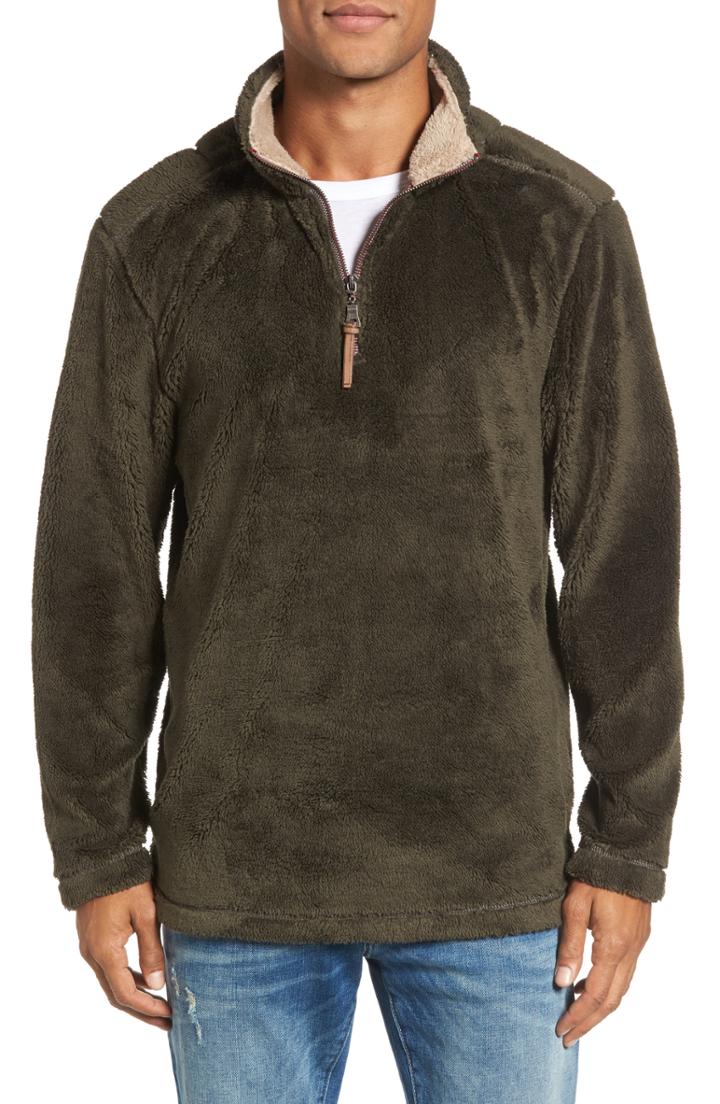 Men's True Grit Pebble Pile Quarter Zip Pullover - Green