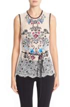 Women's Yigal Azrouel Floral Embroidered Lace Top