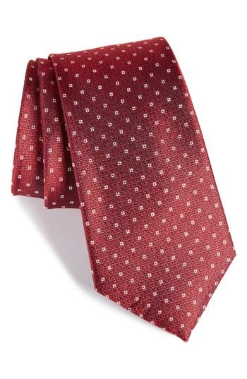 Men's Calibrate Denson Neat Silk Tie, Size - Red