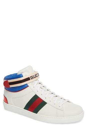 Men's Gucci New Ace High Logo Strap Sneaker .5us / 6.5uk - White