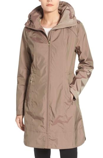 Petite Women's Cole Haan Signature Packable Rain Jacket P - Beige