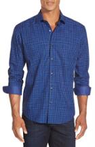 Men's Bugatchi Shaped Fit Check Sport Shirt - Blue