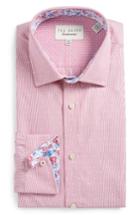 Men's Ted Baker London Endurance Trim Fit Dot Dress Shirt .5 32/33 - Pink