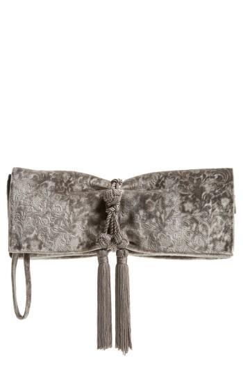 Badgley Mischka Carbon Velvet Clutch - Grey