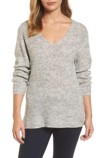 Women's Caslon Seam Detail V-neck Tunic, Size - Grey