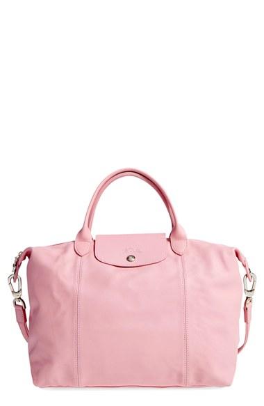 Longchamp 'le Pliage Cuir' Leather Handbag - Grey