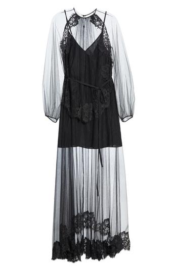 Women's Stella Mccartney Sophia Lace Overlay Maxi Dress Us / 44 It - Black