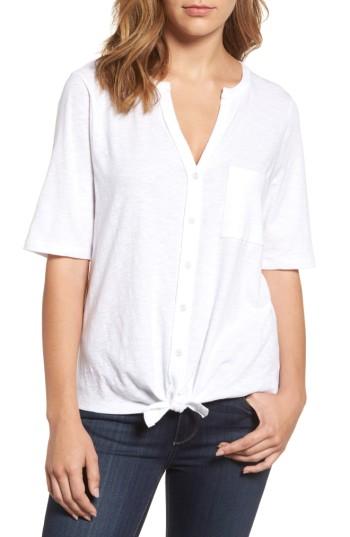 Women's Caslon Tie Front Tee, Size - White