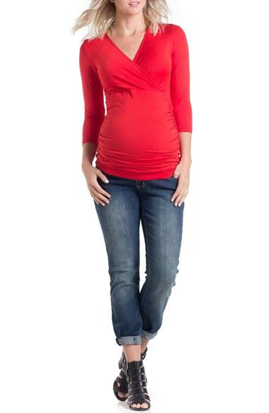 Women's Lilac Clothing 'michelle' Surplice Maternity Top - Red