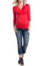 Women's Lilac Clothing 'michelle' Surplice Maternity Top - Red