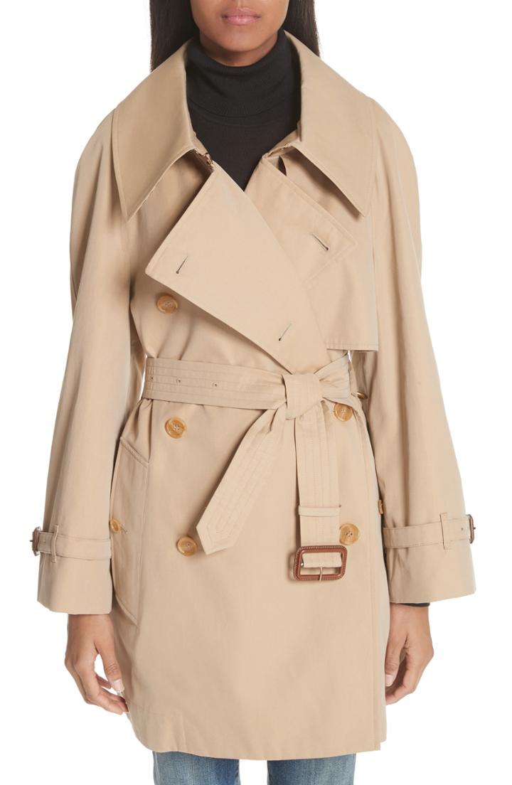 Women's Burberry Fortingall Cotton Gabardine Trench Coat Us / 42 It - Beige