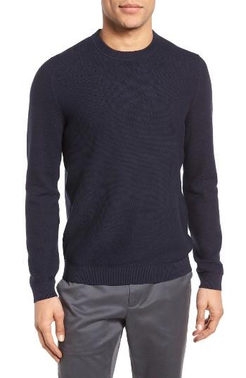 Men's Ted Baker London Marlin Ribbed Sleeve Sweater (m) - Blue