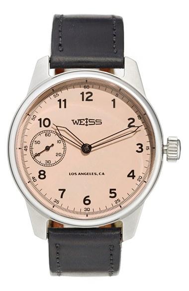 Men's Weiss Watch Company 'special Issue' Leather Strap Watch, 42mm