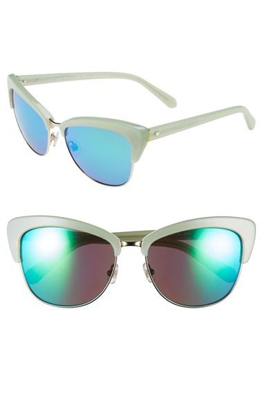 Women's Kate Spade New York 'genette' 56mm Cat Eye Sunglasses - Mint