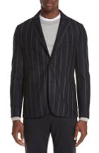 Men's Eleventy Slim Fit Stripe Wool & Linen Sport Coat R Eu - Blue