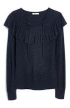 Women's Madewell Ruffled Tie Front Pullover Sweater, Size - Blue
