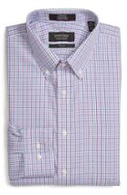 Men's Nordstrom Men's Shop Trim Fit Non-iron Check Dress Shirt 32/33 - Burgundy