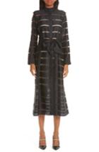 Women's Partow Illusion Stripe Wool & Silk Dress - Black