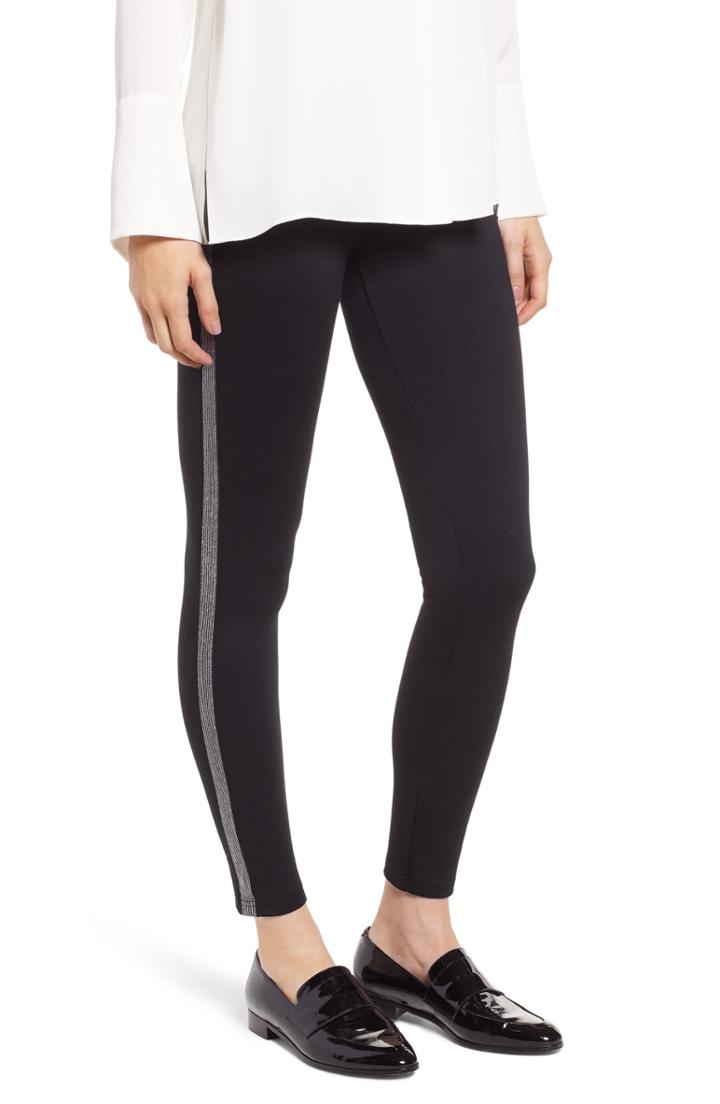 Women's Hue Metallic Tuxedo Stripe Ponte Leggings
