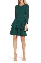 Petite Women's Eliza J Tiered Ruffle Knit Dress P - Green