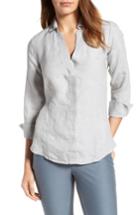 Petite Women's Foxcroft Linen Chambray Shirt P - Grey