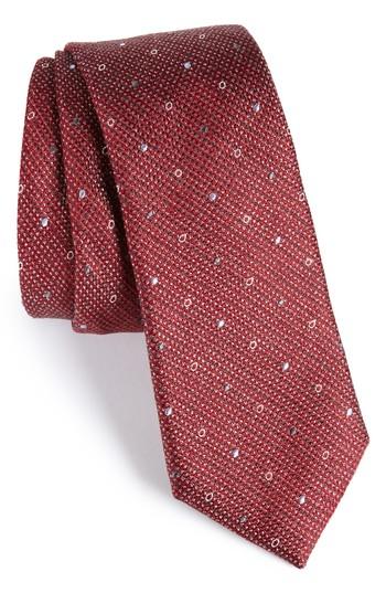 Men's Calibrate Brubeck Neat Silk Blend Tie, Size - Red