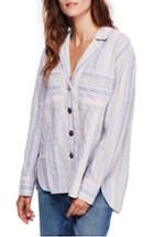 Women's Free People High Tide Multistripe Shirt - Blue