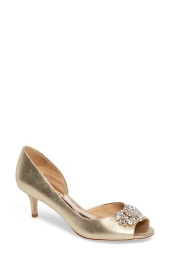 Women's Badgley Mischka Macie Peep Toe D-orsay Pump .5 W - Metallic